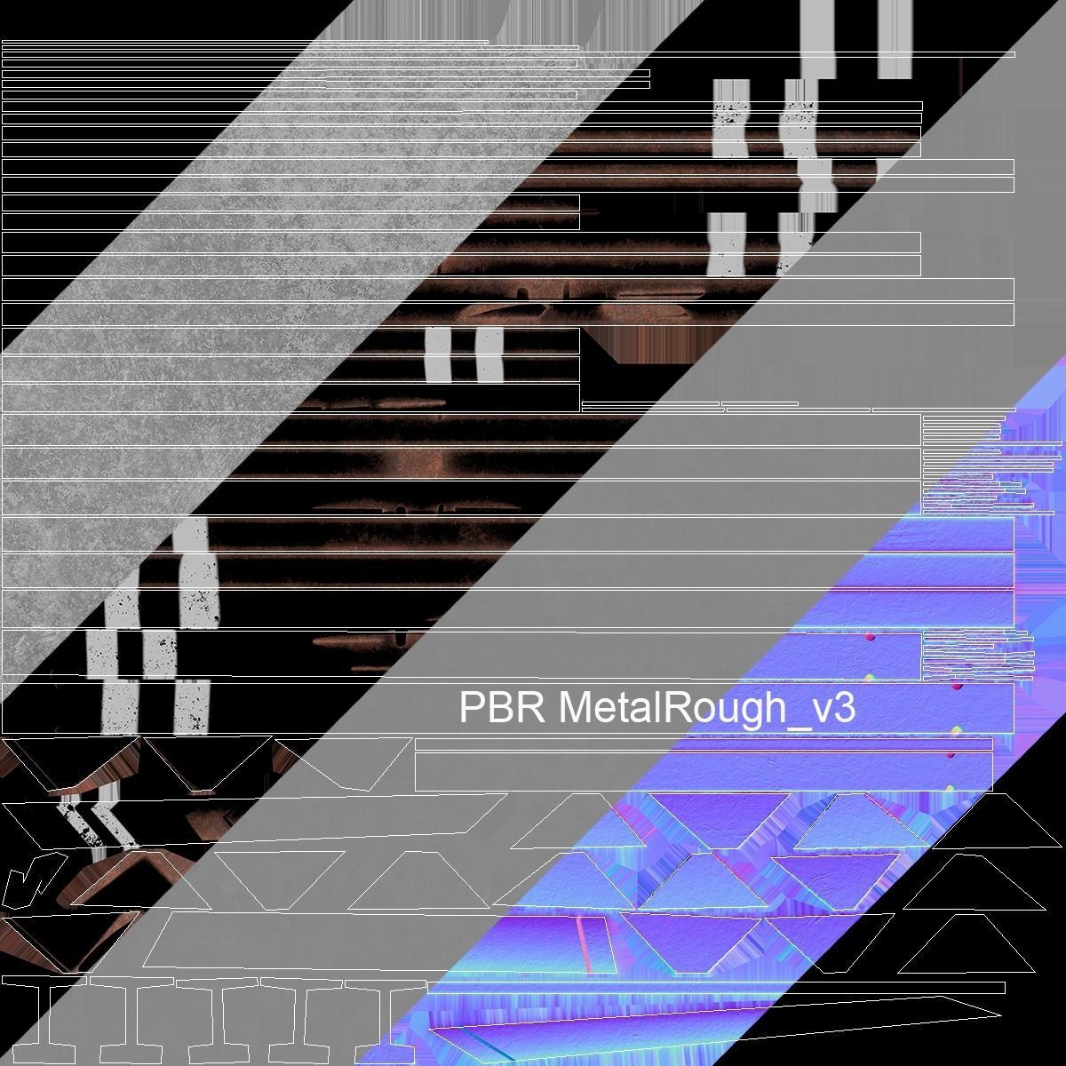 anti-tank hedgehog set 3 PBR   Low-poly 3D model_6