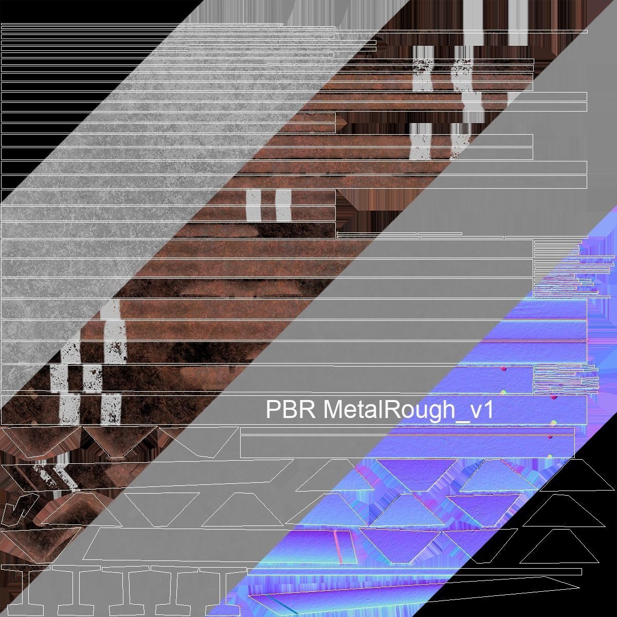 anti-tank hedgehog set 3 PBR   Low-poly 3D model_8