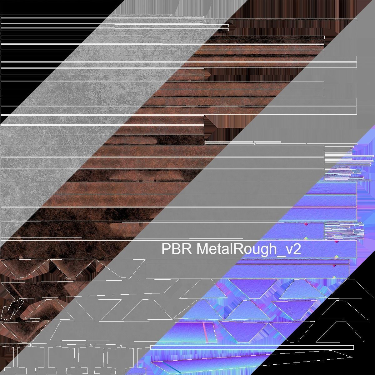 anti-tank hedgehog set 3 PBR   Low-poly 3D model_7