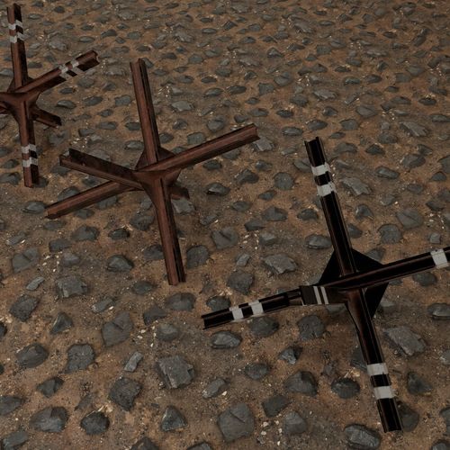 anti-tank hedgehog set 3 PBR   Low-poly 3D model