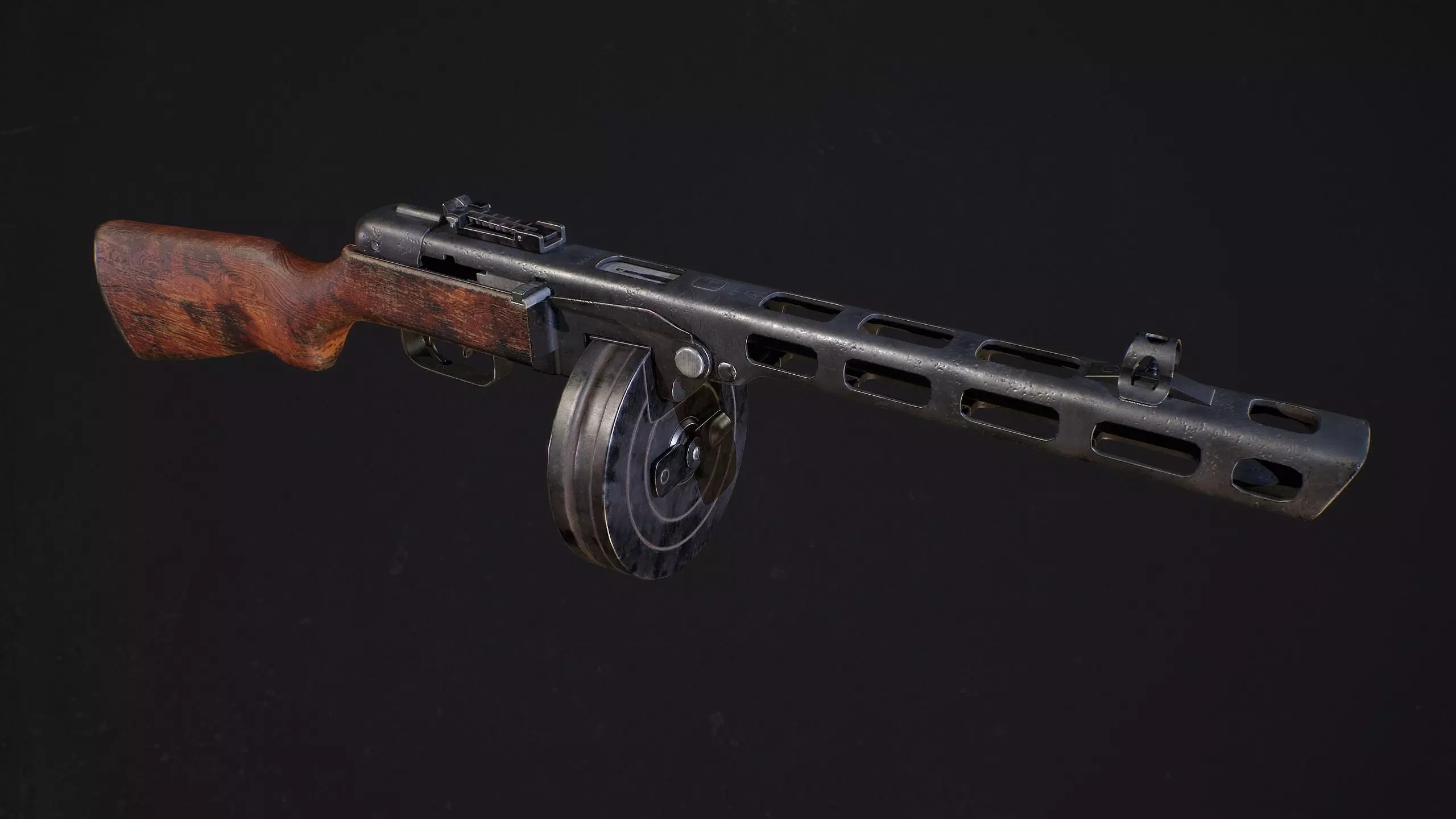 PPSh-41 Fully disassembled game model Low-poly 3D model_0