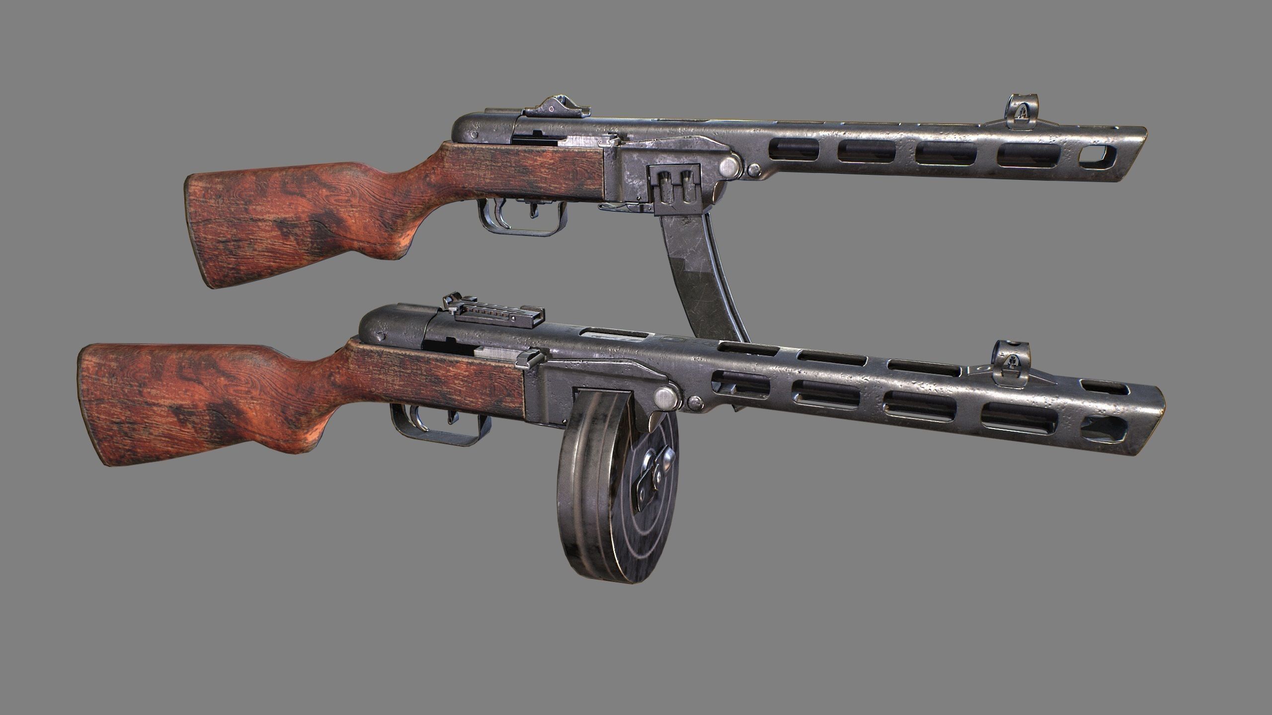 PPSh-41 Fully disassembled game model Low-poly 3D model_7