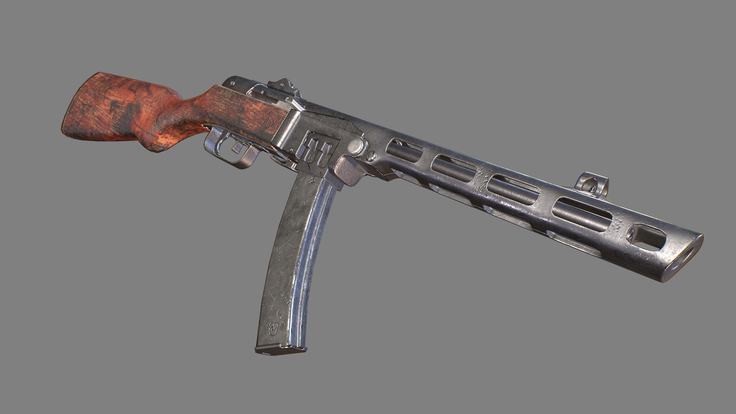 PPSh-41 Fully disassembled game model Low-poly 3D model_8