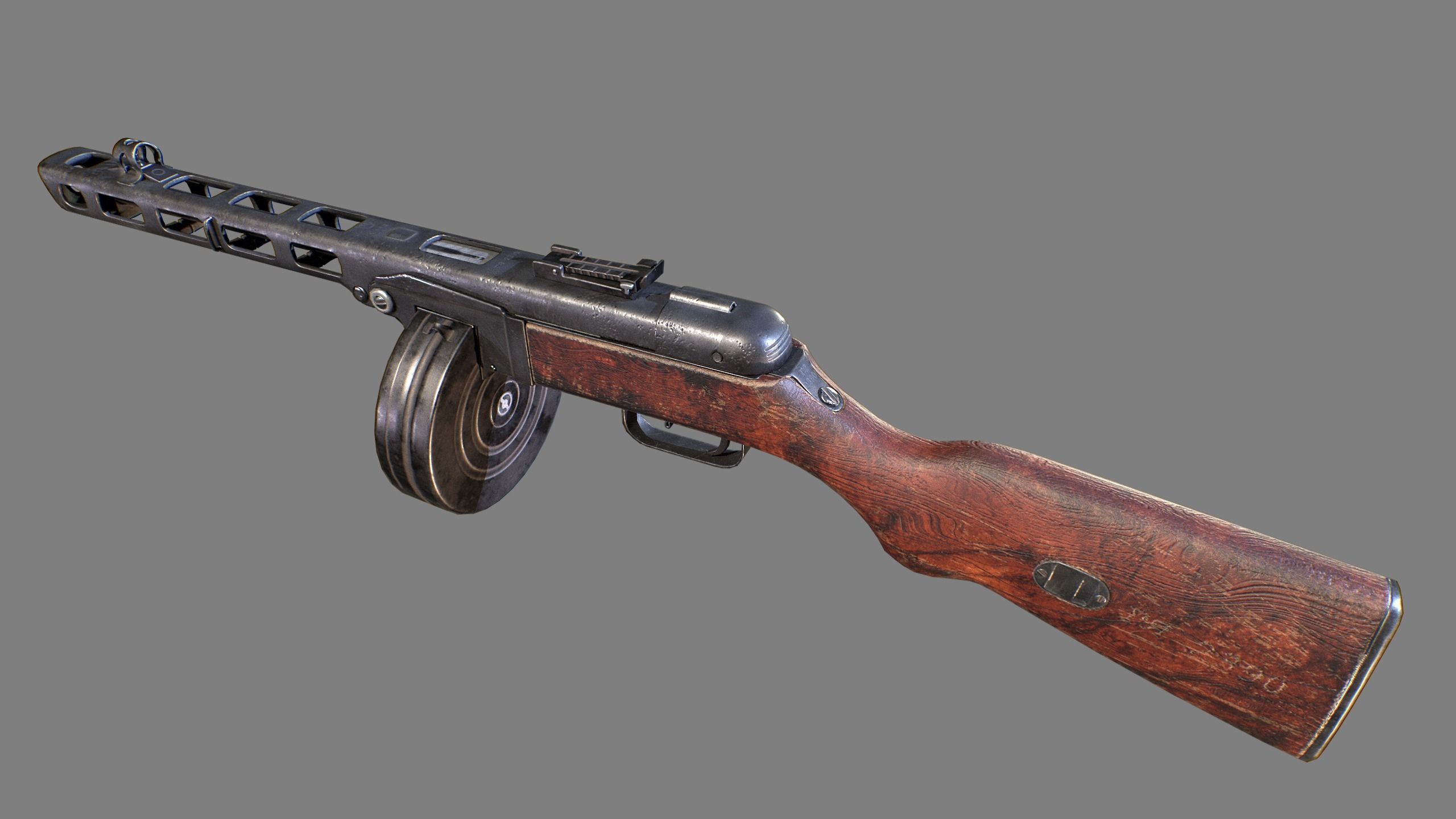 PPSh-41 Fully disassembled game model Low-poly 3D model_6