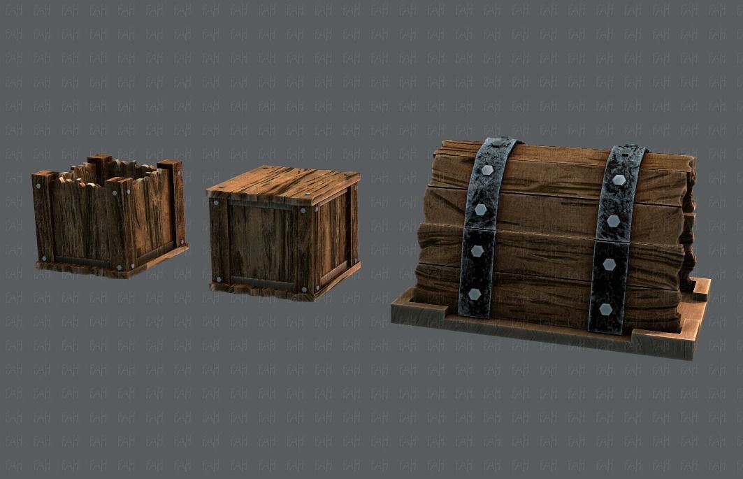 Chest and Box V01 Low-poly 3D model_27