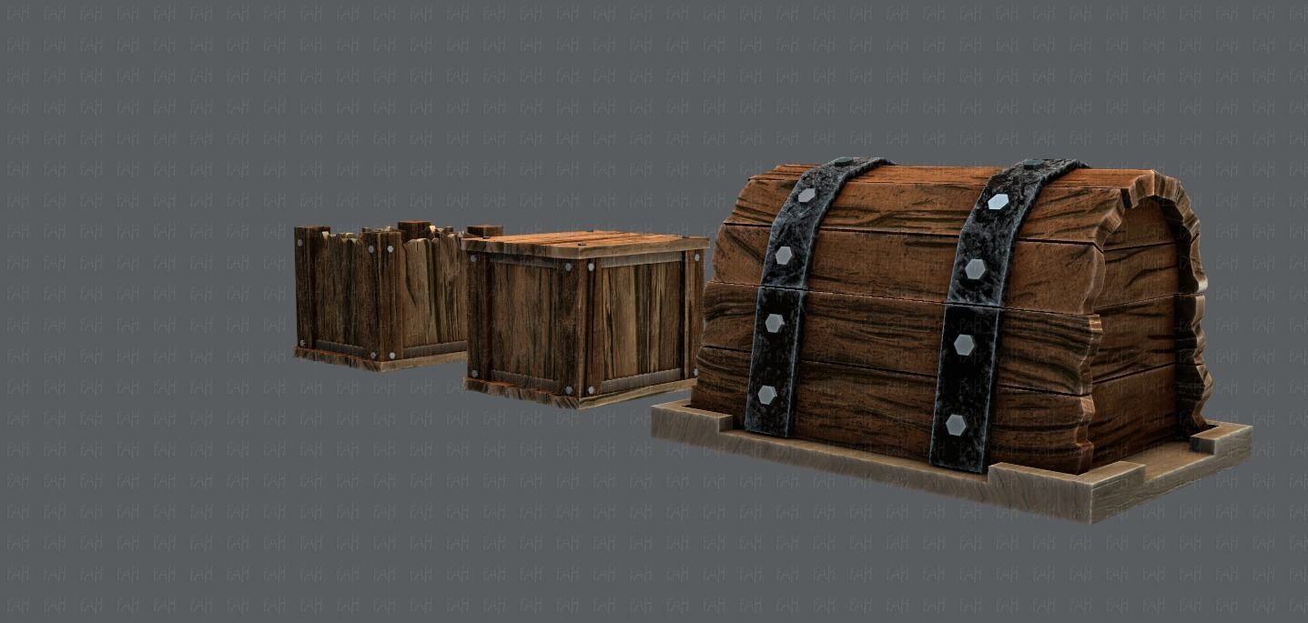Chest and Box V01 Low-poly 3D model_7