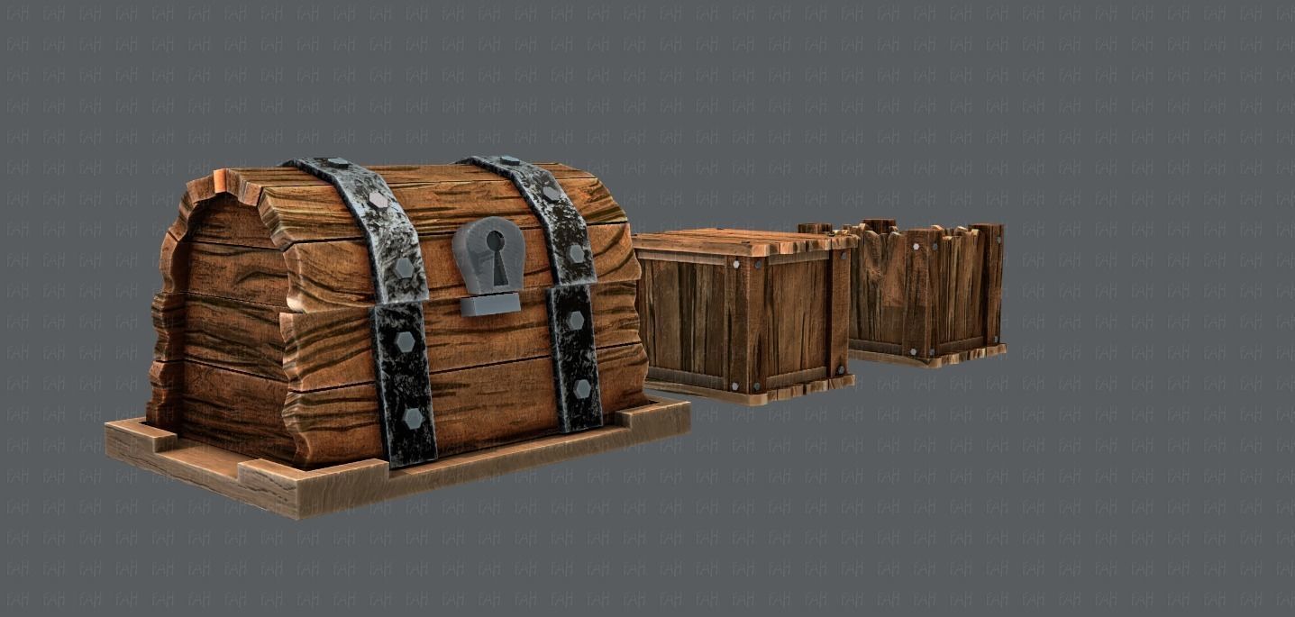 Chest and Box V01 Low-poly 3D model_4