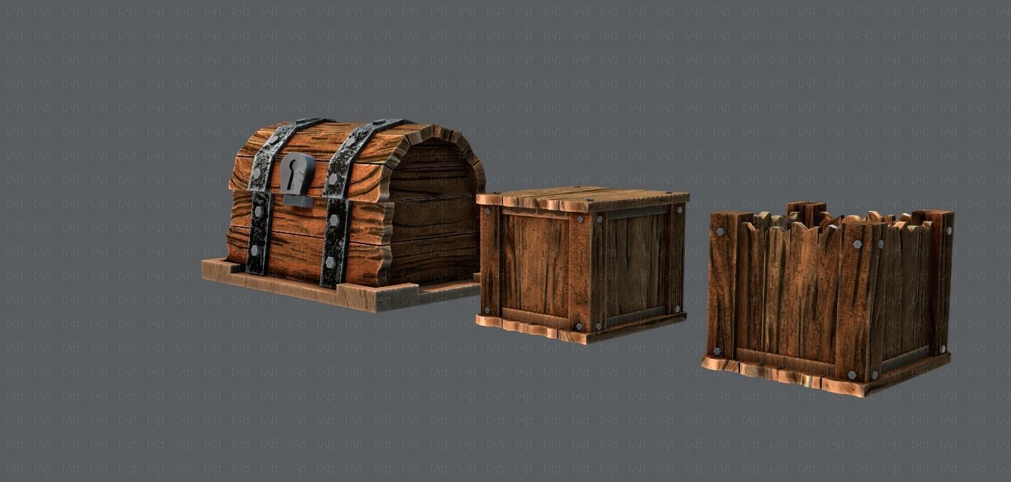 Chest and Box V01 Low-poly 3D model_10