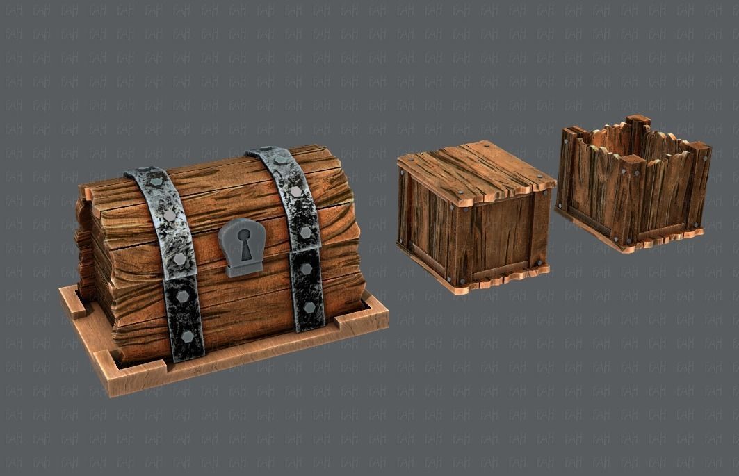 Chest and Box V01 Low-poly 3D model_25