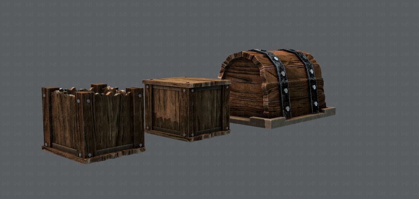 Chest and Box V01 Low-poly 3D model_8