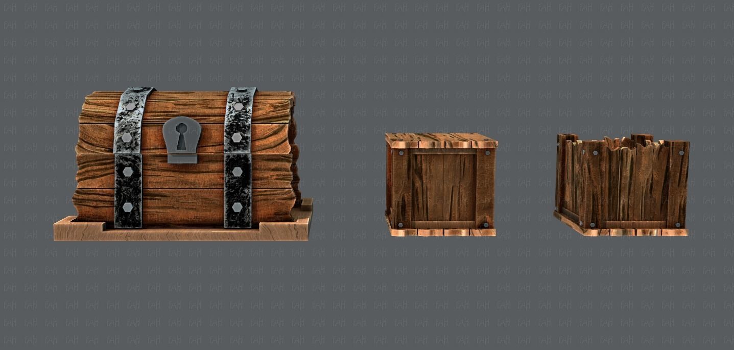 Chest and Box V01 Low-poly 3D model_3