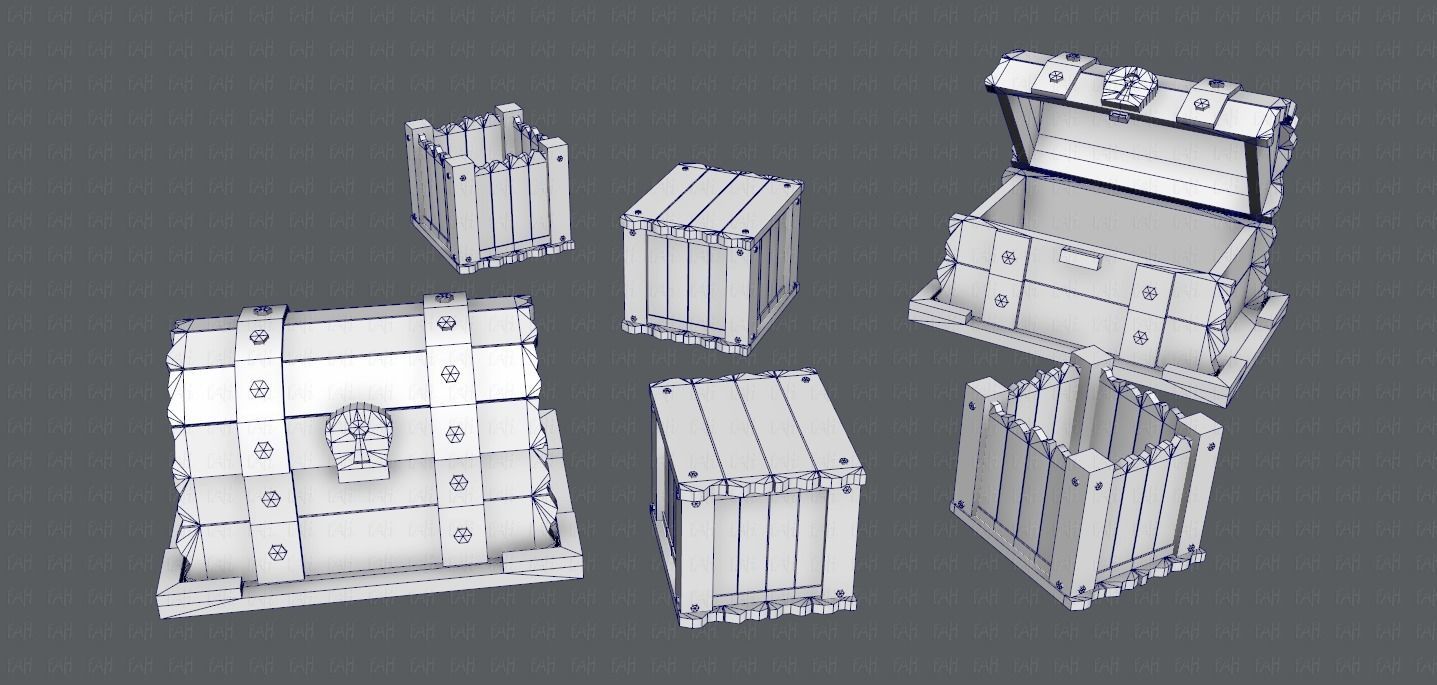Chest and Box V01 Low-poly 3D model_2