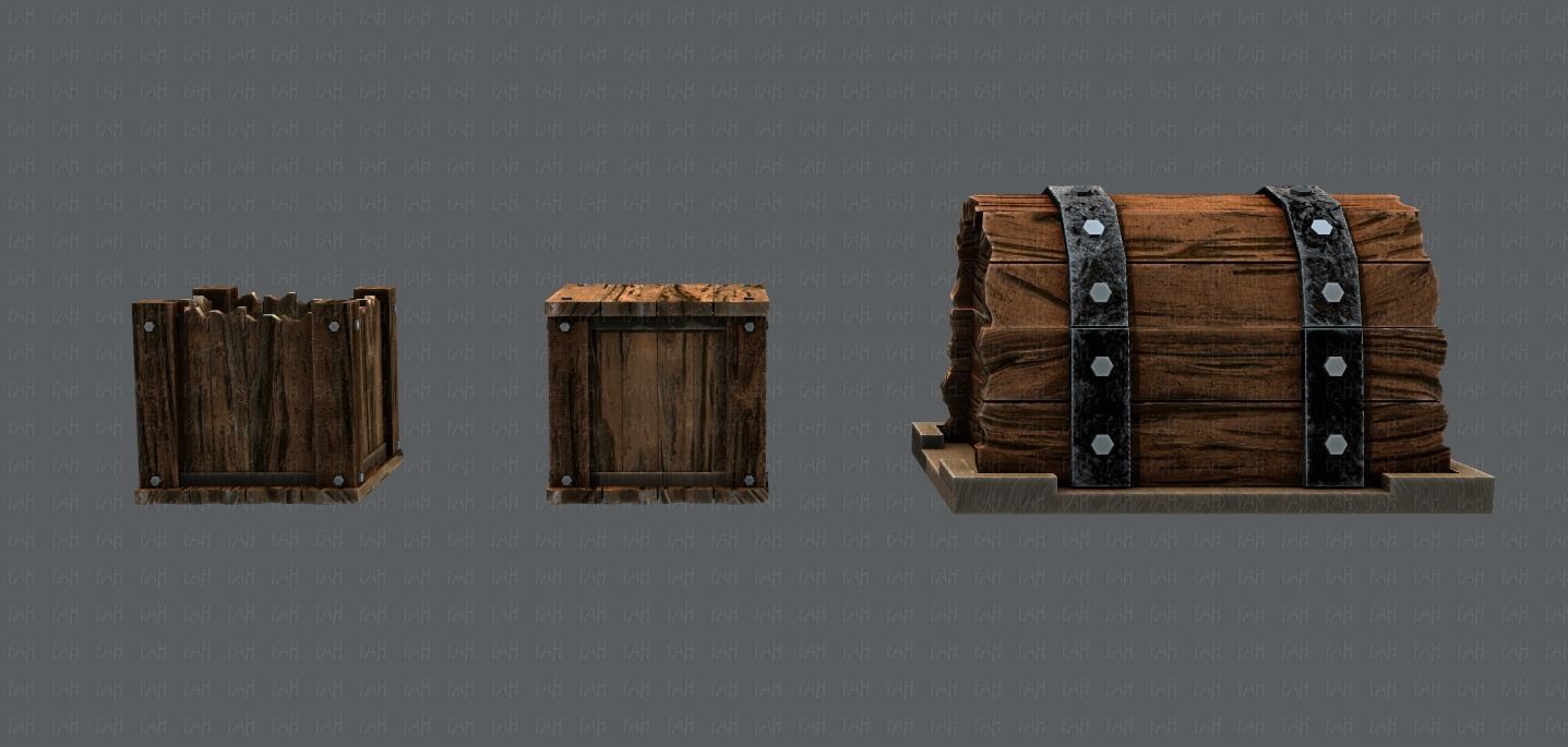Chest and Box V01 Low-poly 3D model_6