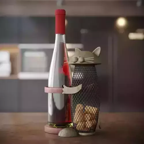 Wine Holder With Cat