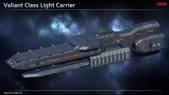 Spaceship Light Carrier Valiant Low-poly 3D model