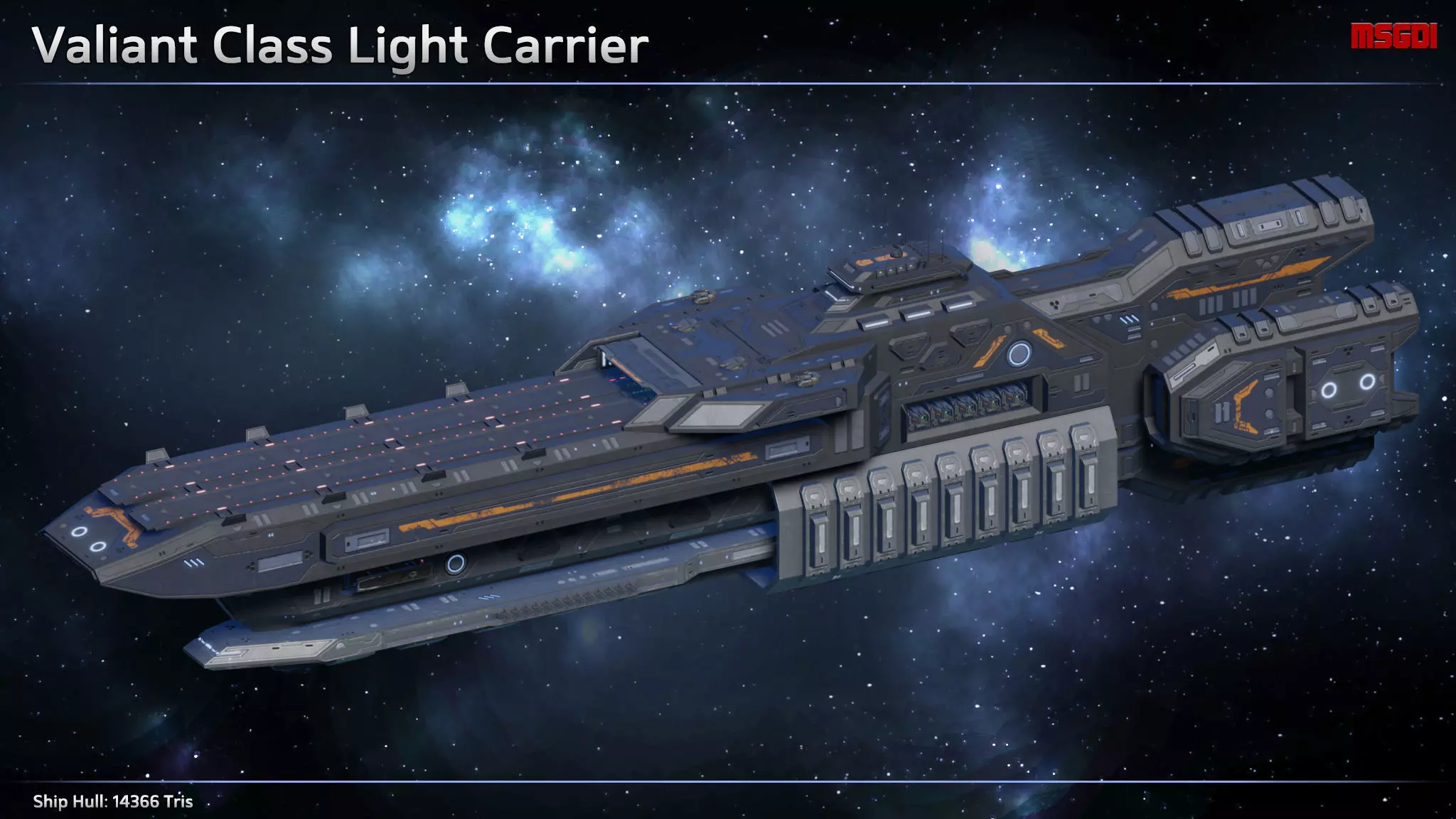 Spaceship Light Carrier Valiant Low-poly 3D model_0