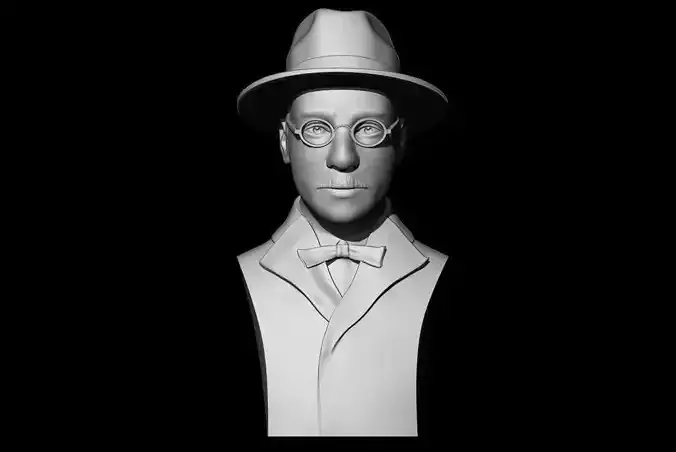 FernandoPessoa bust of man wearing hat
