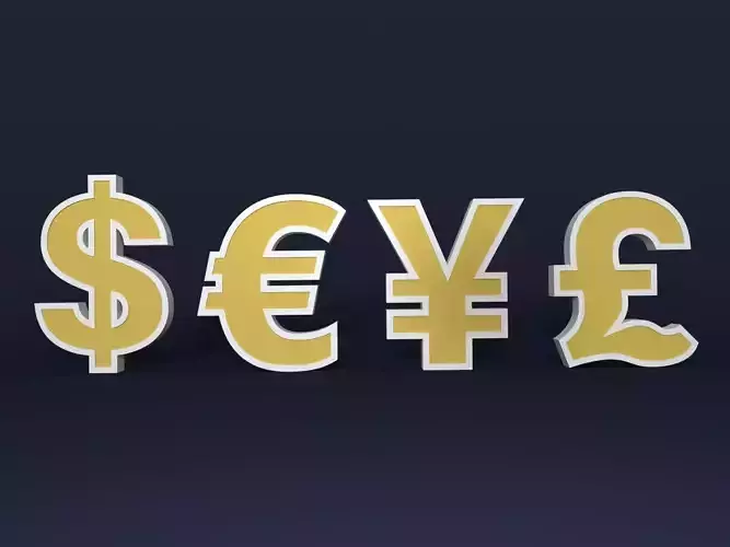 Currency Signs Low-poly 3D model