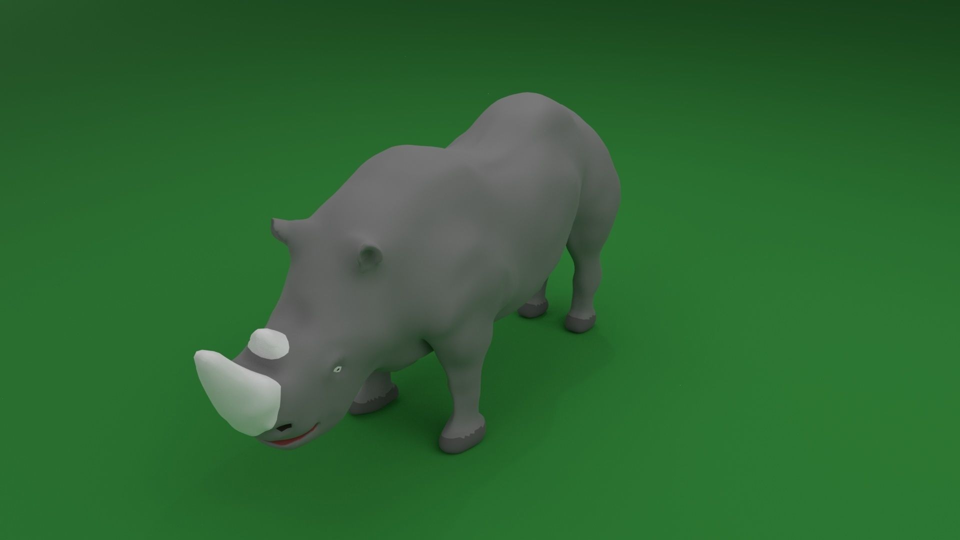 Low Poly White Rhinoceros Low-poly 3D model_4