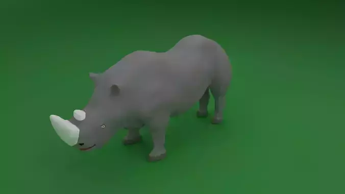 Low Poly White Rhinoceros Low-poly 3D model