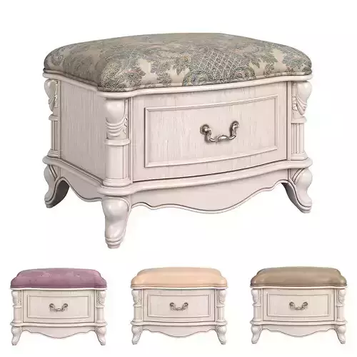 230 Carpenter Casual chair foot stool with one drawer 3D model