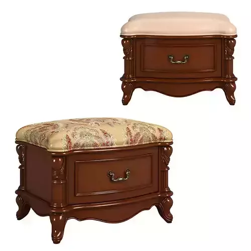 230-1 Carpenter Casual chair foot stool with one drawer 3D model
