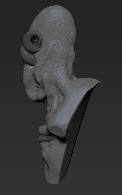 Alien bust of creature with horns 3D model_1