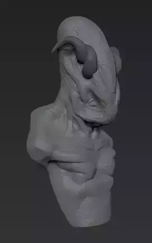 Alien bust of creature with horns