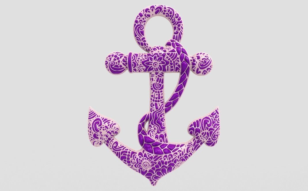 Anchor Pendant 3D print model_7