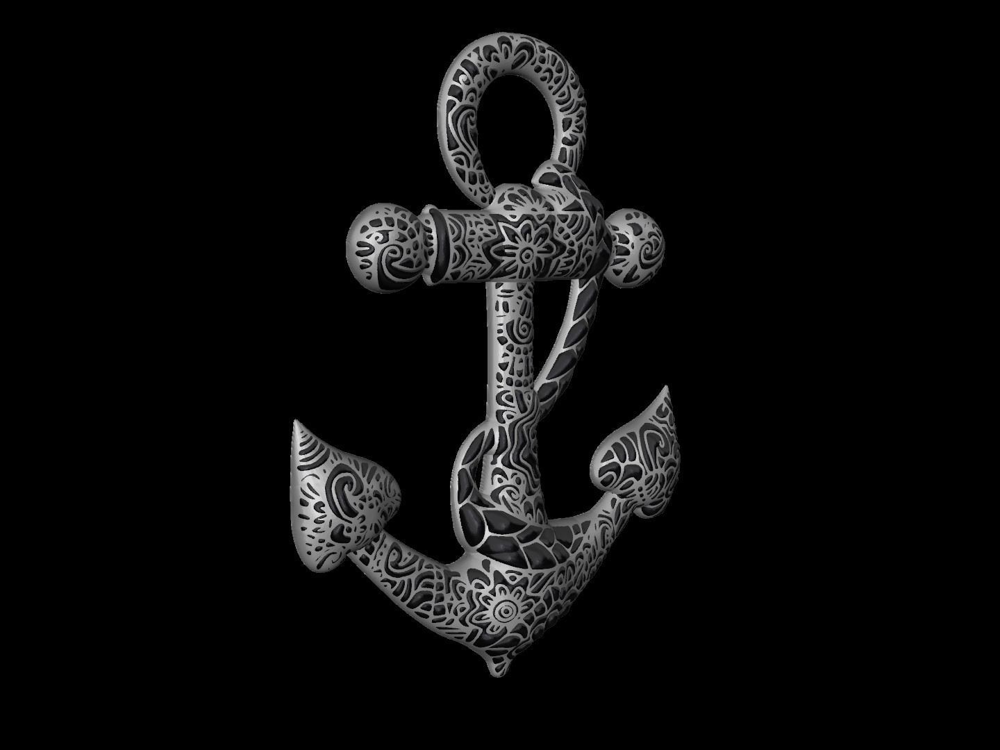 Anchor Pendant 3D print model_18