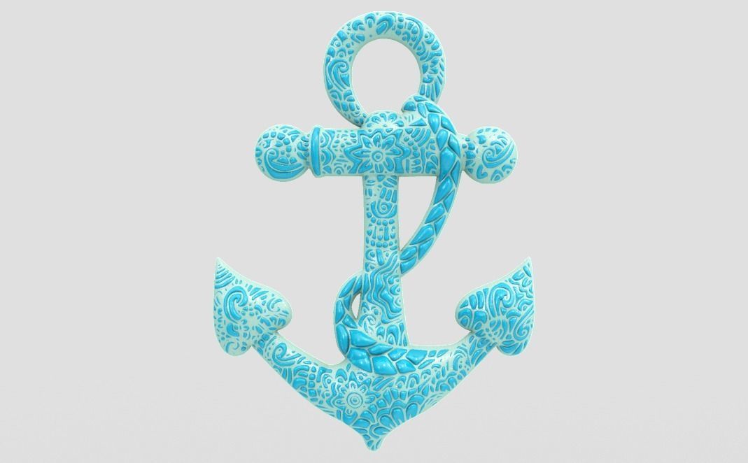 Anchor Pendant 3D print model_6