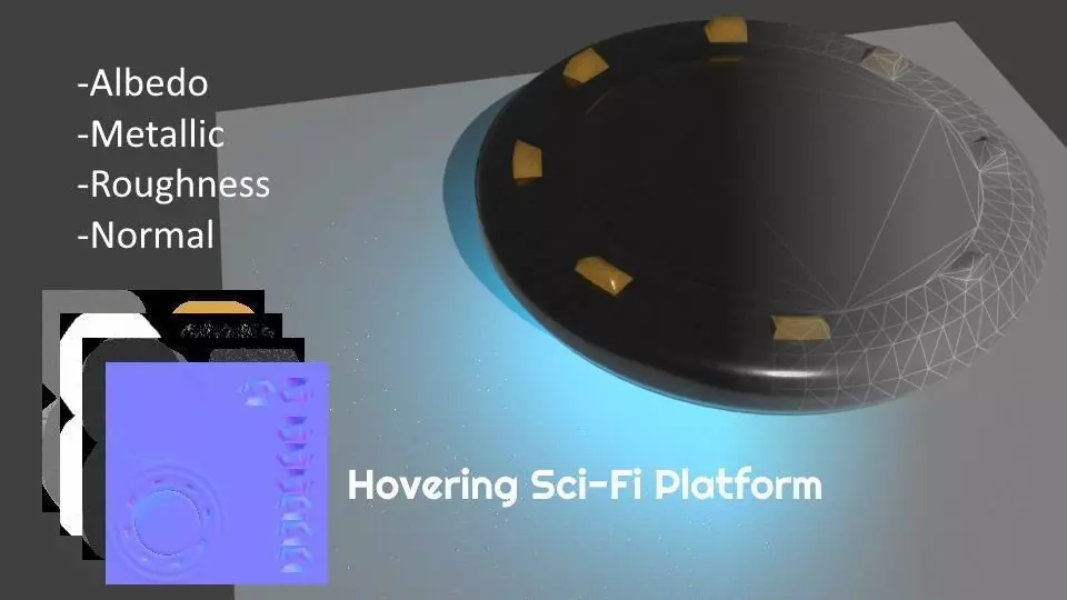 Hovering Sci-Fi Platform Low-poly 3D model_0