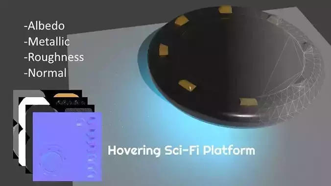 Hovering Sci-Fi Platform Low-poly 3D model