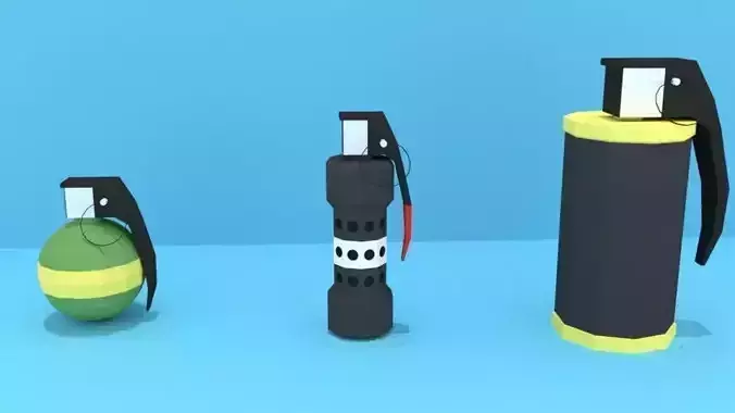 Low Poly Grenades three different Free low-poly 3D model