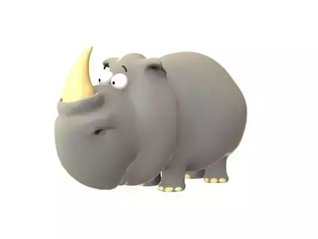 Rigged Cartoon Rhinoceros 3D model