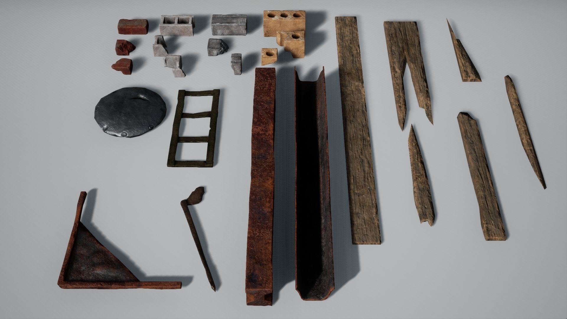 Rubble Debris Trash Pack Low-poly 3D model_2