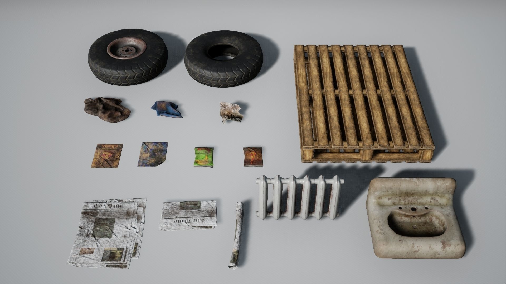 Rubble Debris Trash Pack Low-poly 3D model_9