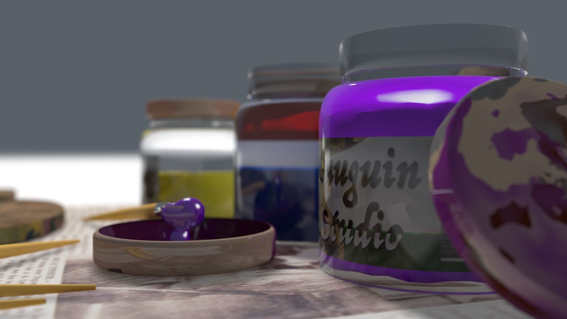 Art painting tools Low-poly 3D model_1