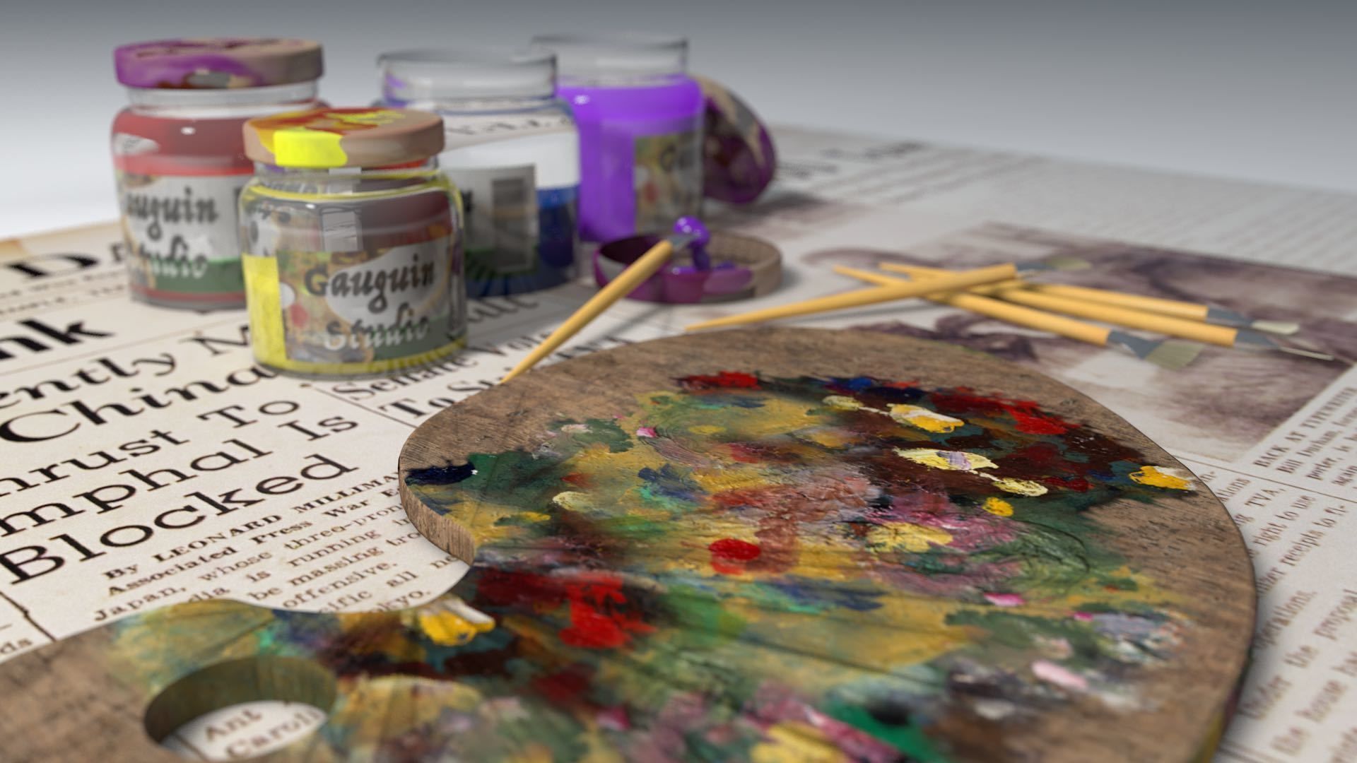 Art painting tools Low-poly 3D model_2