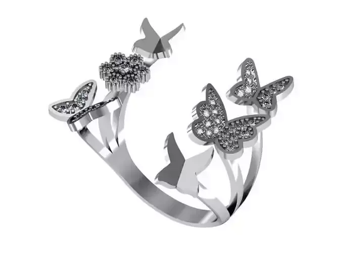 Ring Butterflies set 3D print model