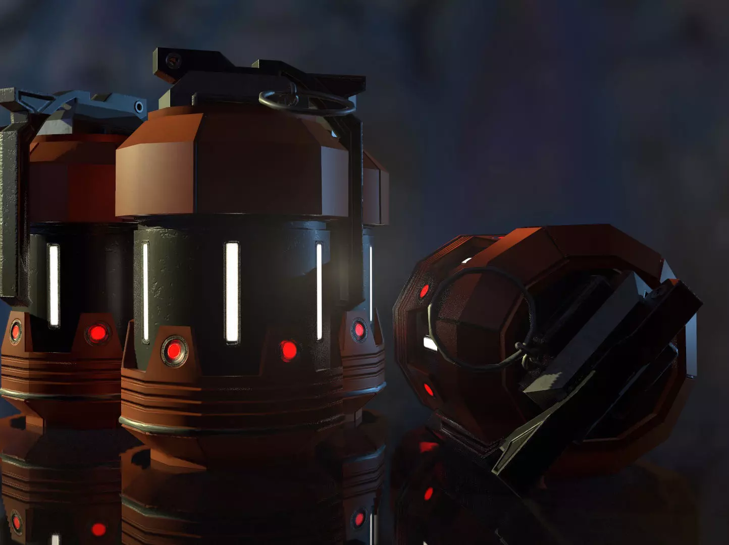 Scifi Frag Granade Low-poly 3D model_0