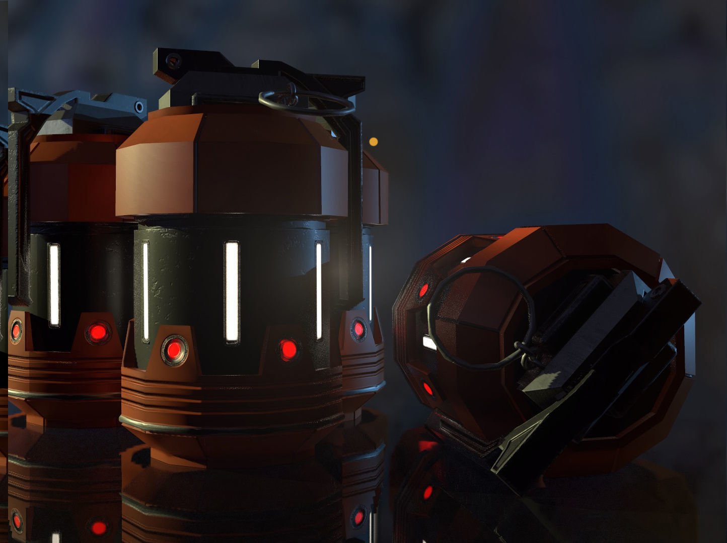 Scifi Frag Granade Low-poly 3D model_2