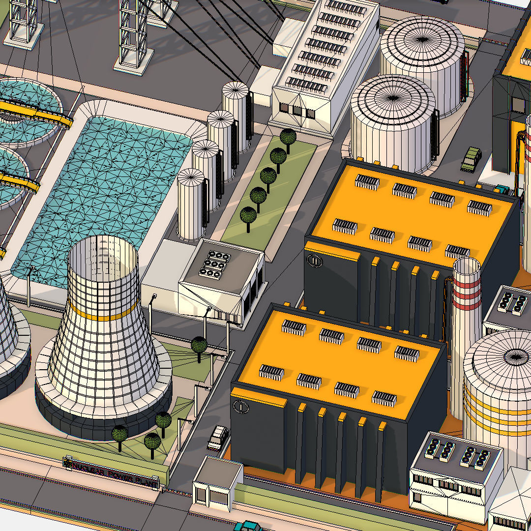 Presenting Nuclear Power Station Low-poly 3D model_45
