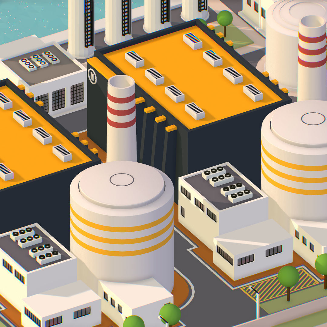Presenting Nuclear Power Station Low-poly 3D model_33