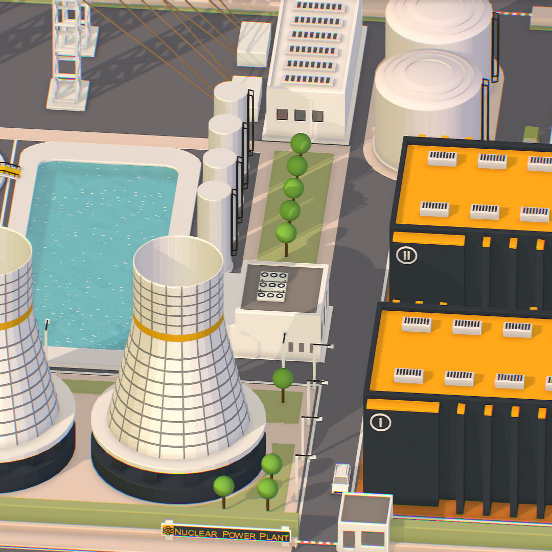 Presenting Nuclear Power Station Low-poly 3D model_15