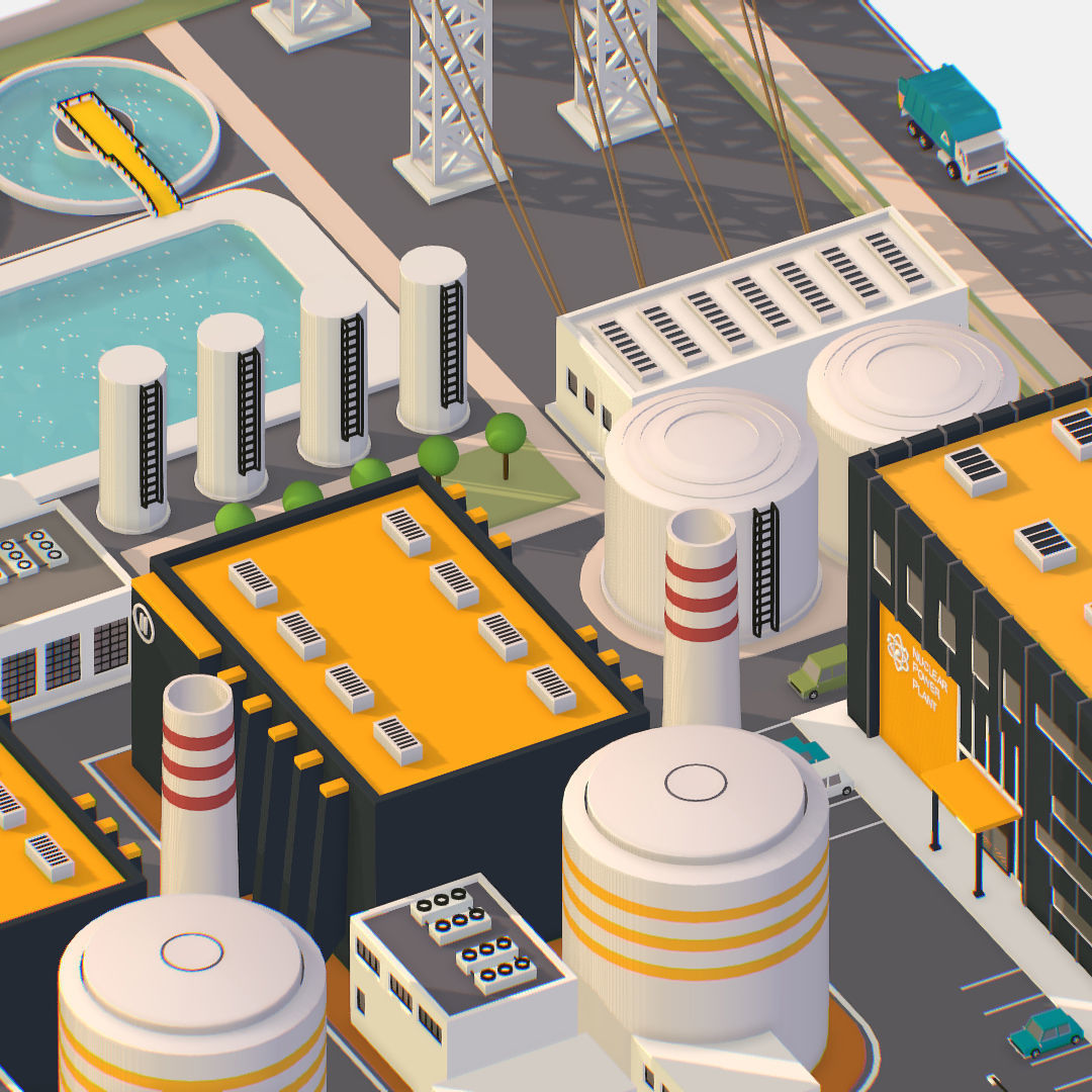 Presenting Nuclear Power Station Low-poly 3D model_12