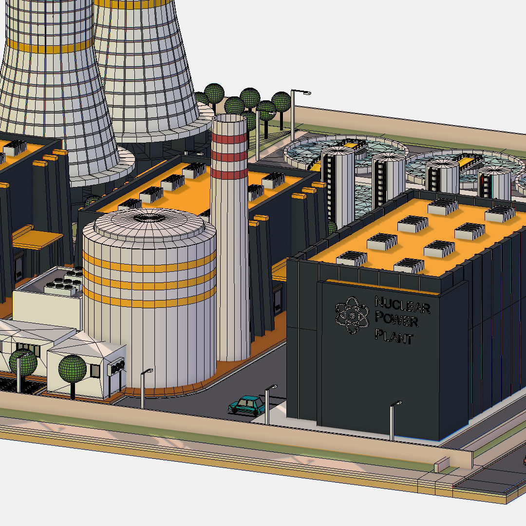 Presenting Nuclear Power Station Low-poly 3D model_38