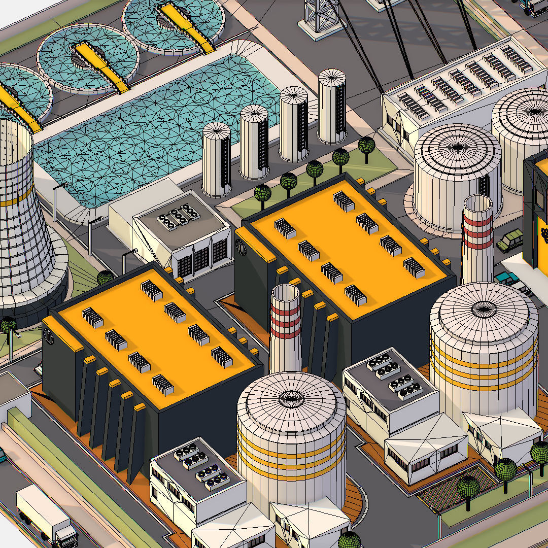 Presenting Nuclear Power Station Low-poly 3D model_43