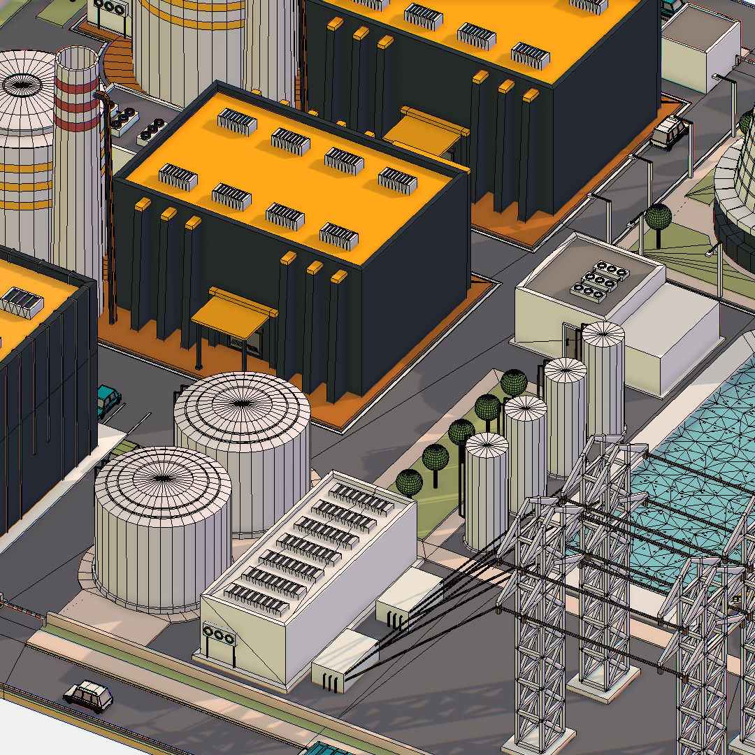 Presenting Nuclear Power Station Low-poly 3D model_37