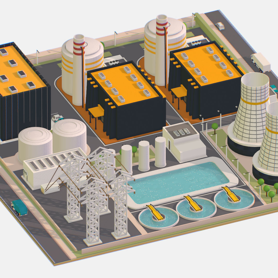 Presenting Nuclear Power Station Low-poly 3D model_36